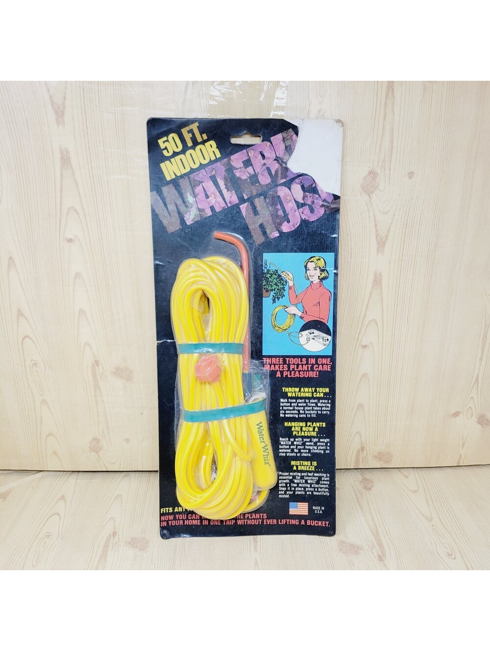 1970's Water Whiz 50' Indoor Watering Hose w/ Misting Attachment Sealed NIP vtg